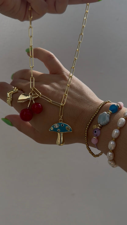 Mushroom & Cherry Necklace