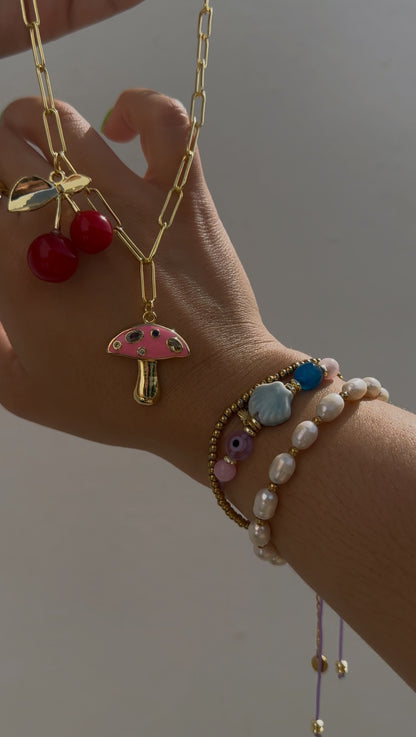 Mushroom & Cherry Necklace